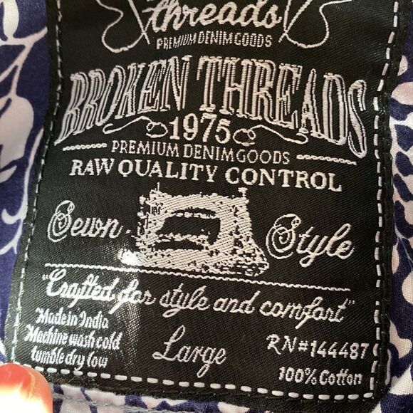 Broken Threads Men’s Retro Inside Out Hawaiian Camp Button Up Shirt Size Large - Picture 9 of 9